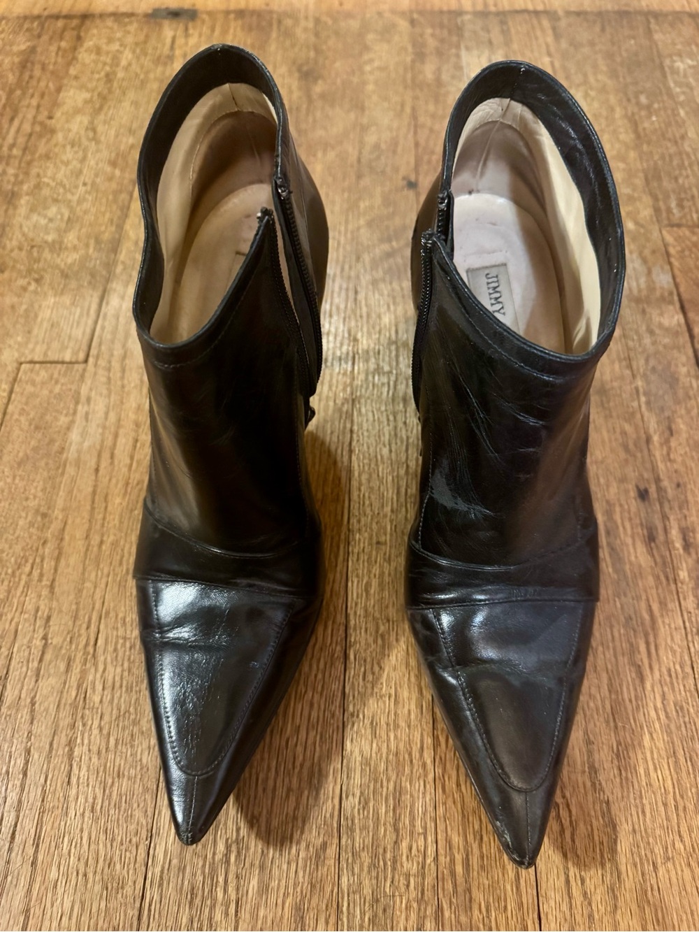 Jimmy Choo Black Leather Pointed Ankle Boots/ Booties - 41 - Picture 3 of 7